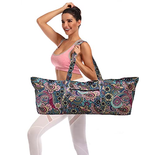 Flower Pattern Yoga Mat Duffle Bag with Pockets