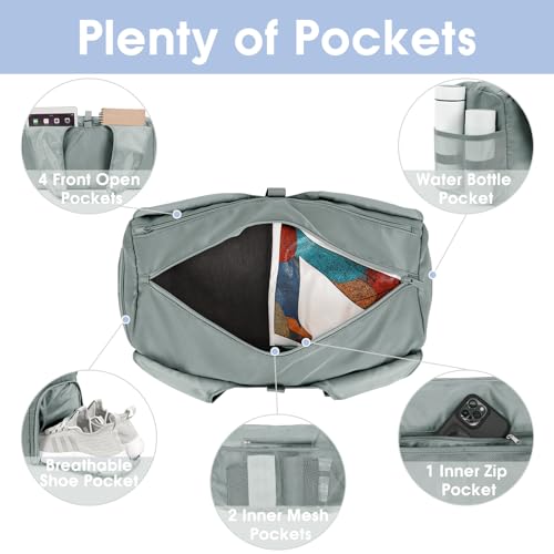 Grey Yoga Gym Bag with Mat Holder and Pockets
