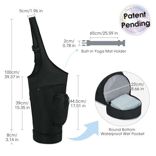 Large Yoga Mat Carrier Bag with Zipper Pockets