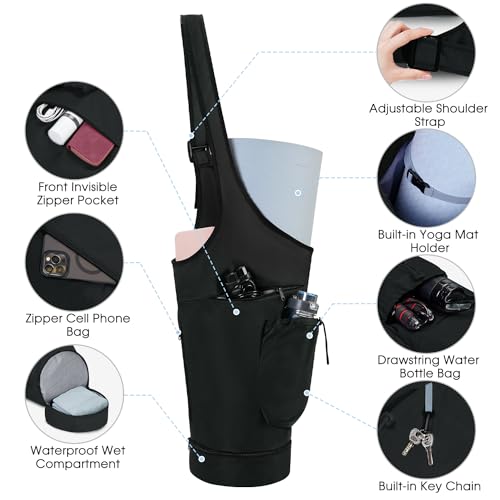 Large Yoga Mat Carrier Bag with Zipper Pockets