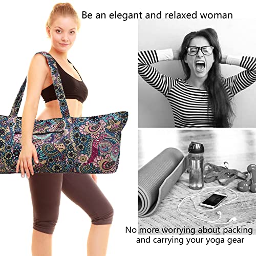 Flower Pattern Yoga Mat Duffle Bag with Pockets