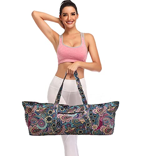Flower Pattern Yoga Mat Duffle Bag with Pockets