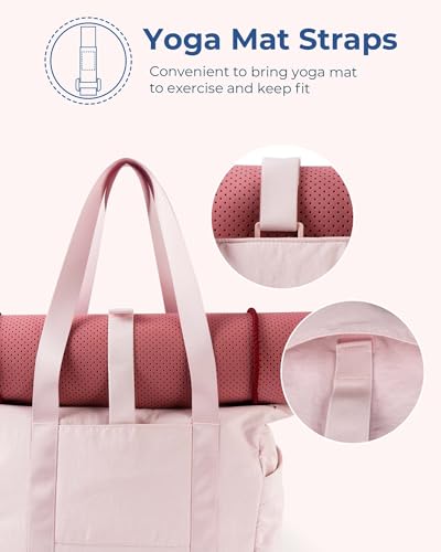 BAGSMART Pink Tote Bag for Yoga and Travel