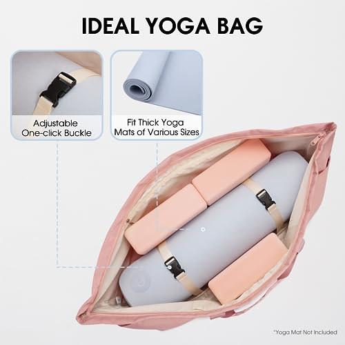 Spacious Yoga Mat Bag with Shoe Compartment - Pink