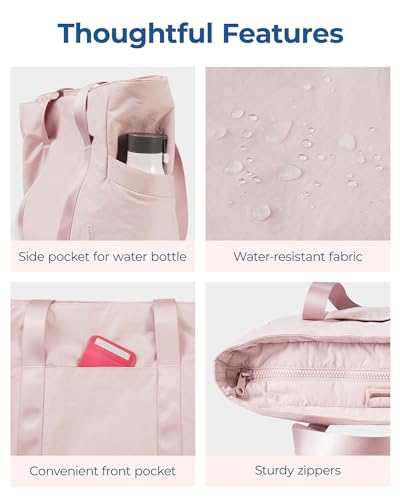 BAGSMART Pink Tote Bag for Yoga and Travel