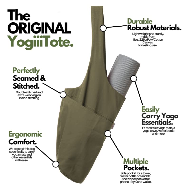 YogiiiTote Yoga Mat Bag in Olivine Green