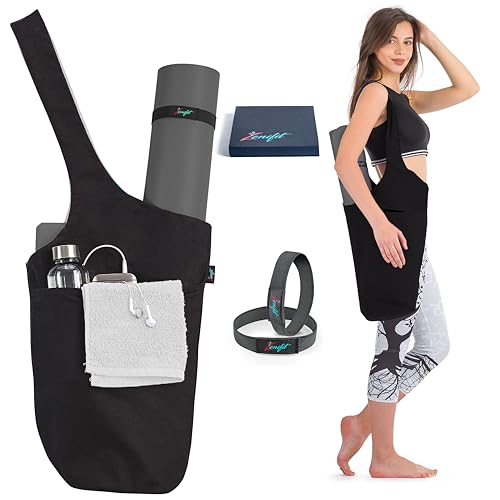Zenifit Black Yoga Mat Tote with Pockets