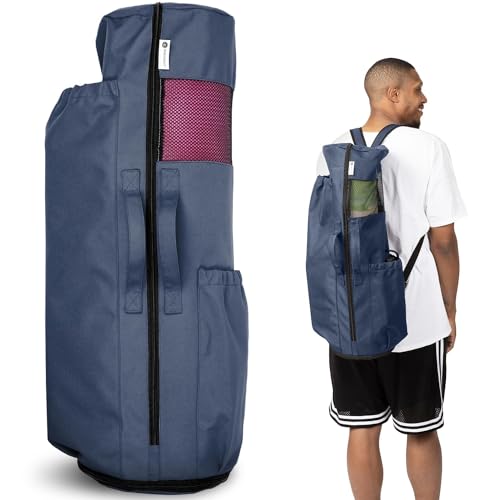 Expandable Blue Yoga Bag with Pockets & Strap