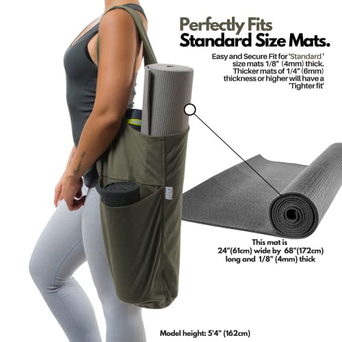 YogiiiTote Yoga Mat Bag in Olivine Green