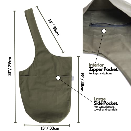 YogiiiTote Yoga Mat Bag in Olivine Green