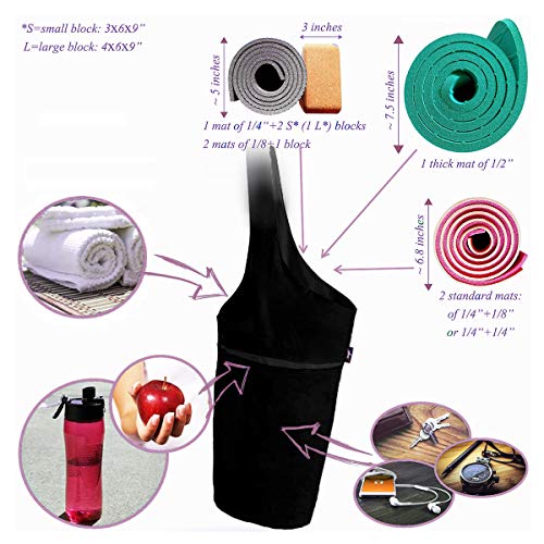 Zenifit Black Yoga Mat Tote with Pockets