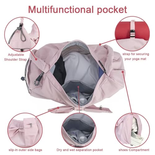 Pink Yoga Mat Bag with Shoe and Wet Pockets
