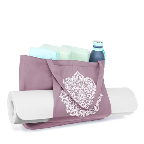Violet Yoga Tote Bag with Mat Pockets
