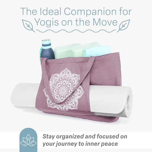 Violet Yoga Tote Bag with Mat Pockets