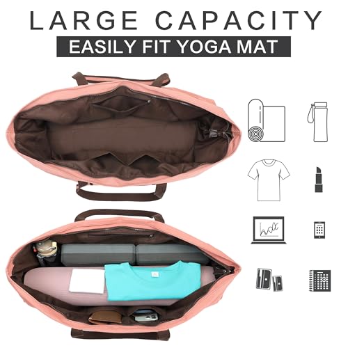 Extra Large Pink Yoga Mat Tote with Pockets