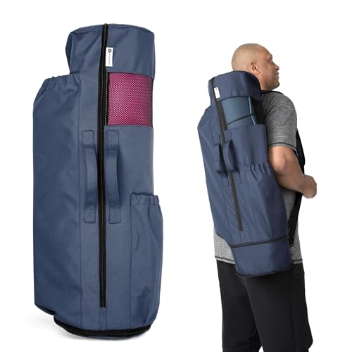 Expandable Blue Yoga Bag with Pockets & Strap