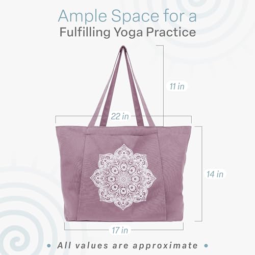 Violet Yoga Tote Bag with Mat Pockets