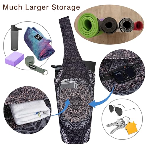 Mandala Yoga Mat Tote with Pockets