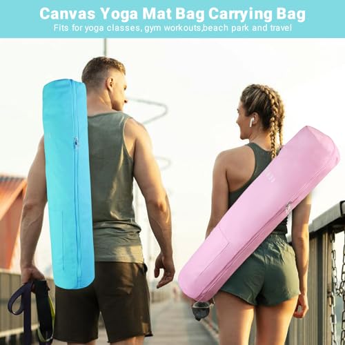 Canvas Yoga Mat Bag with Storage Pockets