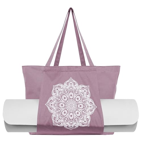 Violet Yoga Tote Bag with Mat Pockets