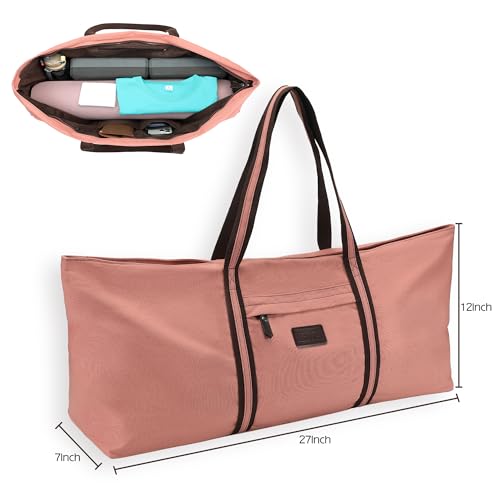 Extra Large Pink Yoga Mat Tote with Pockets