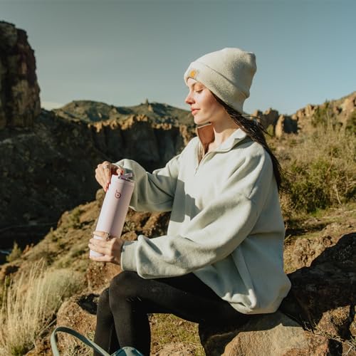Light Pink Insulated Water Bottle with Straw 24oz