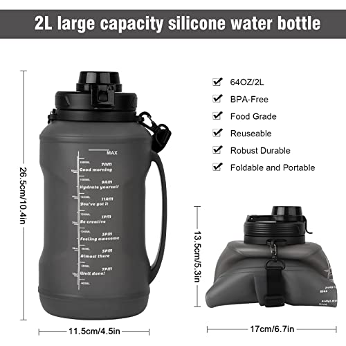 Collapsible 2L Water Bottle with Straw for Yoga