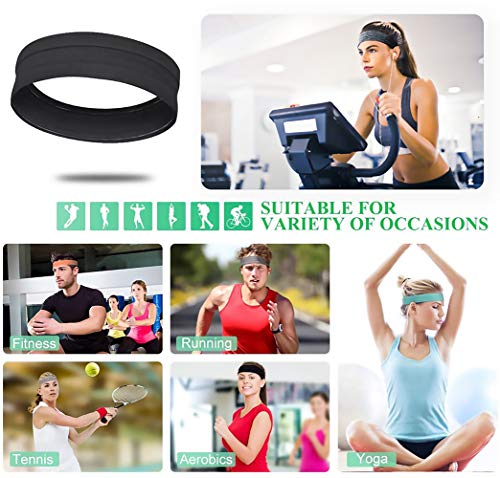 QiShang 6-Pack Non-Slip Workout Headbands for Yoga