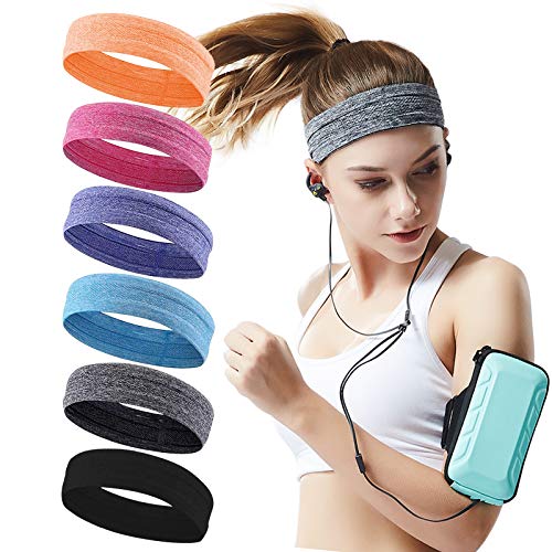QiShang 6-Pack Non-Slip Workout Headbands for Yoga