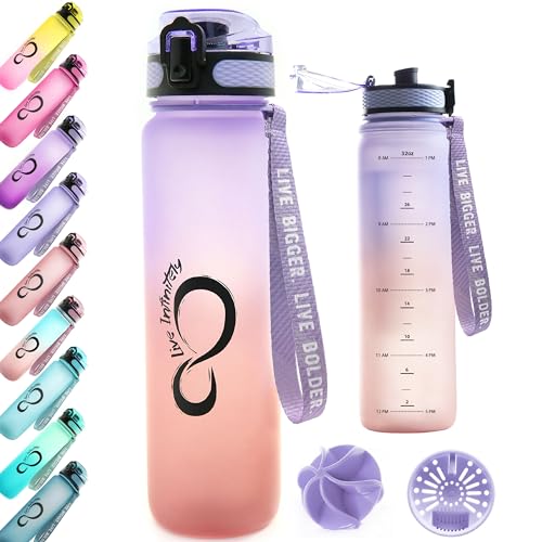 34oz Infuser Water Bottle with Time Marker