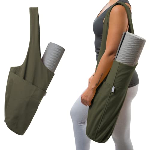 YogiiiTote Yoga Mat Bag in Olivine Green