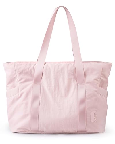 BAGSMART Pink Tote Bag for Yoga and Travel