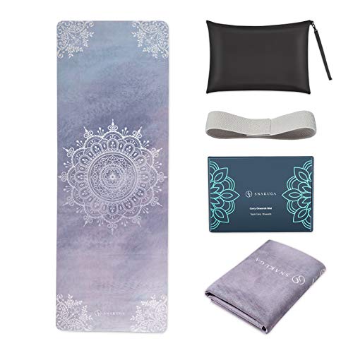 SNAKUGA Non-Slip Travel Yoga Mat with Carry Bag