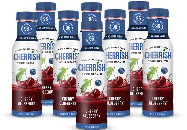 CHERRiSH 100% Tart Cherry Juice (Cherry Blueberry, 8 Pack)
