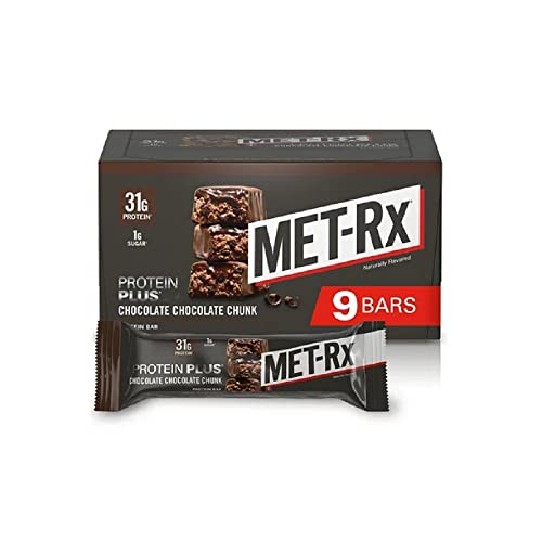 MET-Rx Protein Plus Bar, Healthy Meal Replacement, Snack, and Help Support Energy, Gluten Free, Chocolate Chocolate Chunk, With Vitamin A, Vitamin C, and Zinc to Support Immune Health, 85 g, 9 Count