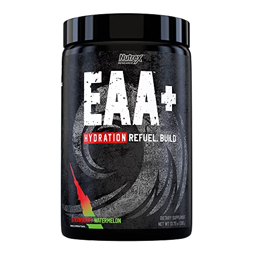 Nutrex Research EAA Hydration | EAAs + BCAA Powder | Muscle Recovery, Strength, Muscle Building, Endurance | 8G Essential Amino Acids + Electrolytes | Strawberry Watermelon 30 Serving