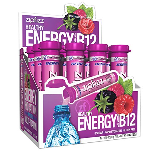 Zipfizz Energy Drink Mix, Electrolyte Hydration Powder with B12 and Multi Vitamin, Berry (12 Pack)