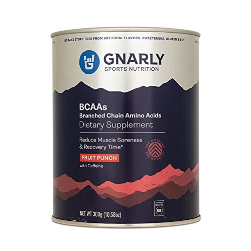 Gnarly Nutrition, BCAA Pre and Mid Workout Supplement to Reduce Muscle Soreness, Caffeinated, Fruit Punch, 30 Servings