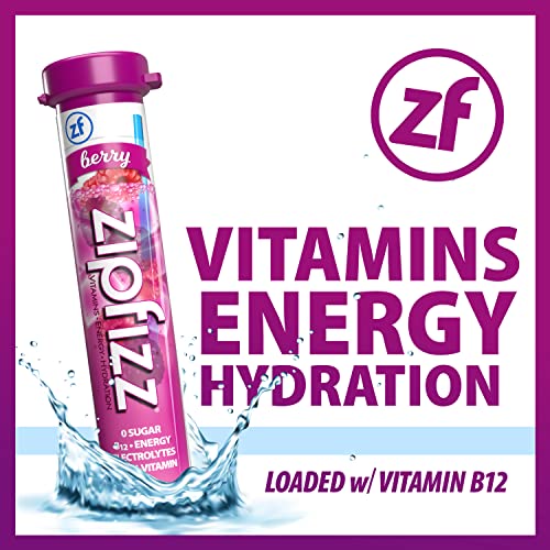 Zipfizz Energy Drink Mix, Electrolyte Hydration Powder with B12 and Multi Vitamin, Berry (20 Pack)