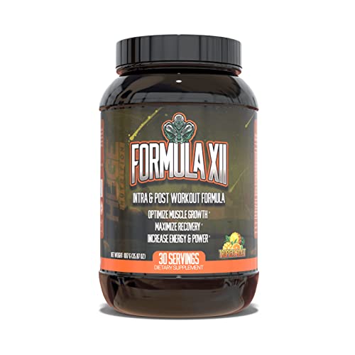 Huge Supplements, Formula XII Intra Workout Supplement Powder with Post Workout Recovery Formula, Helps to Build Lean Muscle Mass and Boosts Recovery (Tropical Blast, 33 Oz)