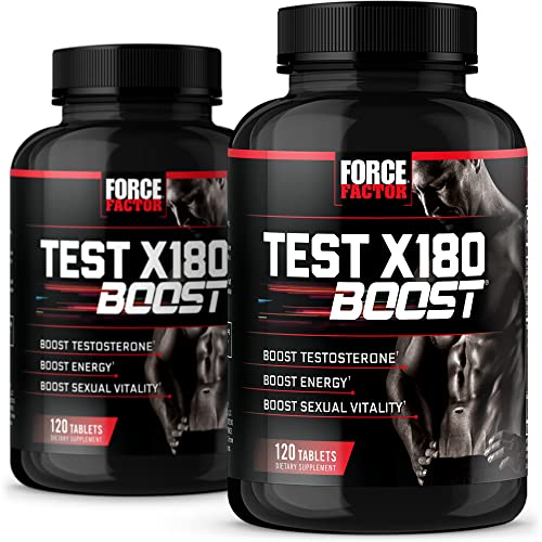 Test X180 Boost, 2-Pack, Testosterone Booster and Energy Supplement for Men, Boost Energy, Increase Stamina, and Enhance Vitality, with D-Aspartic Acid and Fenugreek, Force Factor, 240 Tablets