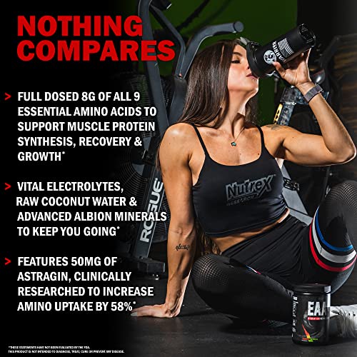 Nutrex Research EAA Hydration | EAAs + BCAA Powder | Muscle Recovery, Strength, Muscle Building, Endurance | 8G Essential Amino Acids + Electrolytes | Blueberry Lemonade 30 Servings
