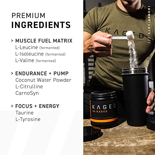 Intra workout BCAA Powder, Kaged Muscle IN-KAGED Intra Workout Drink, Amino Energy Drink for Weights & Cardio; Intra Workout Powder to Boost Performance & Endurance While You Exercise; Watermelon