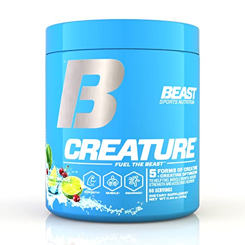 Beast Sports Nutrition Creature, Cherry Limeade - 11.64 oz - 5 Forms of Creatine + Creatine Optimizers - Improve Strength, Muscle Tone, Endurance, Recovery & Energy Production - 60 Servings
