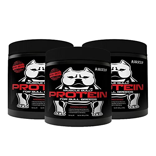 Muscle Bully Protein Supplement for Dogs - Supports Muscle Growth, Recovery and Size. Formulated for Bull Breeds (Pit Bulls, American Bullies, Bulldogs) (180 Servings)