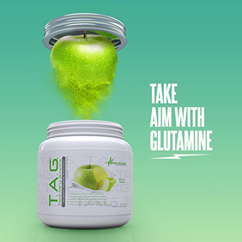 Metabolic Nutrition, TAG, Trans Alanyl Glutamine, 100% L-Glutamine Peptide Powder, Pre Intra Post Workout Supplement, 400 Grams (40 Servings) (Green Apple)