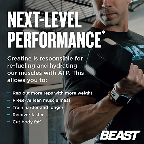 Beast Sports Nutrition Creature, Fruit Blast - 30 Servings - 5 Forms of Creatine + Creatine Optimizers - Improve Strength, Muscle Tone, Endurance, Recovery & Energy Production