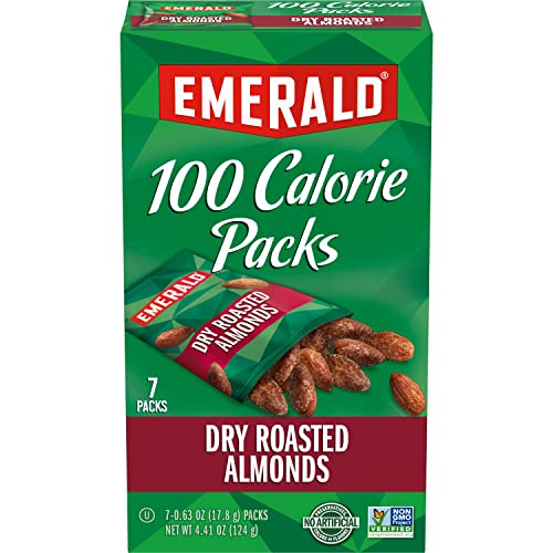 Emerald Nuts, Dry Roasted Almonds 100 Calorie Packs, 0.63 Ounce, 7 Count (Pack of 12)