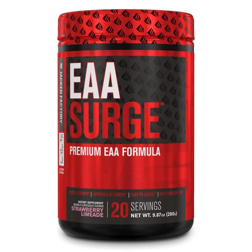 EAA Surge Essential Amino Acids Powder - EAAS & BCAA Intra Workout Supplement w /L-Citrulline, Taurine, & More for Muscle Building, Strength, Endurance, Recovery - Strawberry Limeade, 20sv
