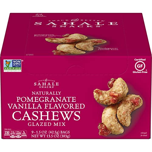 Sahale Snacks Pomegranate Vanilla Flavored Cashews Glazed Mix, 1.5 Ounce (Pack of 9)